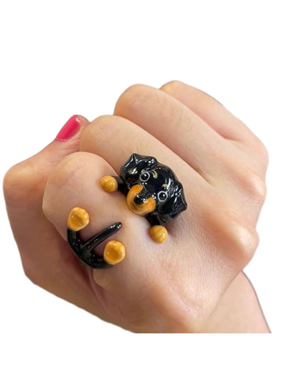 Dog Elephant Open Rings Cartoon Rings Unique Jewelry Gift for Women Men