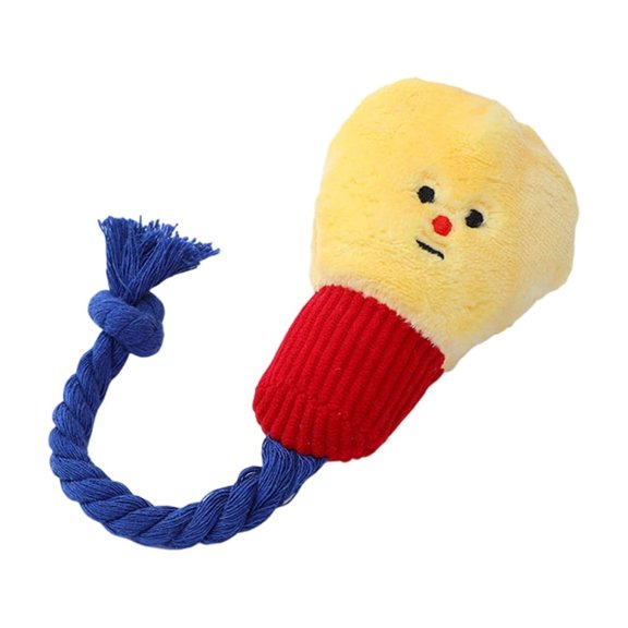 AOOOWER Dog Squeaky Chew Toy Plush Bulb Teether Rope Toy for Breeds Outdoor Indoor Fun