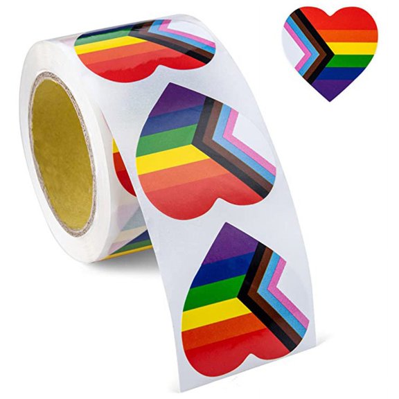 AOOOWER Durable Rainbow Stickers Decorative Stickers Exquisite Heart/Square Shape Stickers 500 Pieces/Roll Gay Pride Stickers