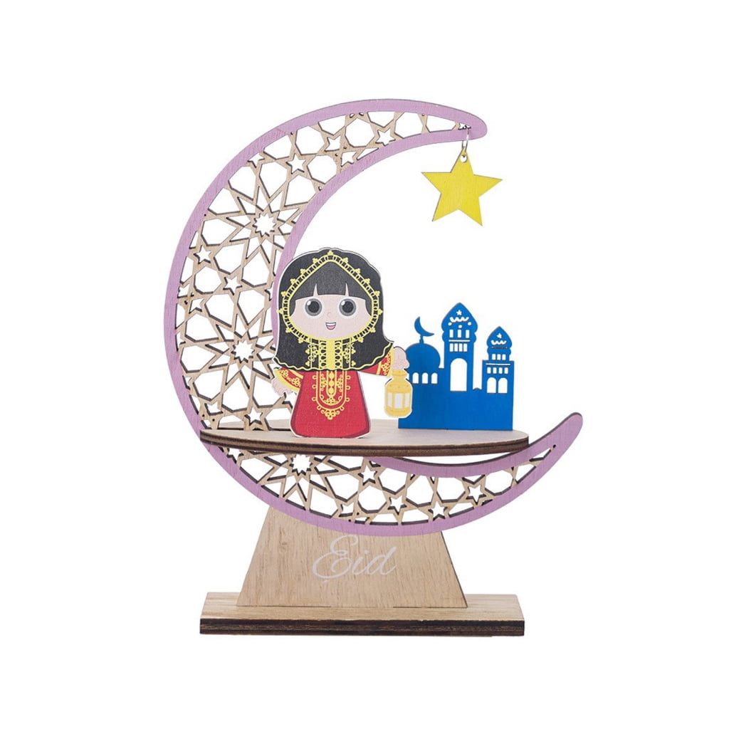 AOOOWER Eid Mubarak Wood Table Centerpiece Signs Ramadans Mubarak Eid ...
