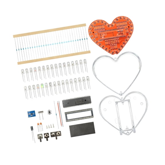 AOOOWER Electronics Kit For Welding Practice Heart Shaped PCB Board With Multicolor LED Light Effects And Microcontroller Chip For DIY Enthusiasts