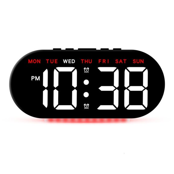 AOOOWER Elegant Bedside Clock With Large Led Screen Date Time Temperature Display For Students Bedroom or Study