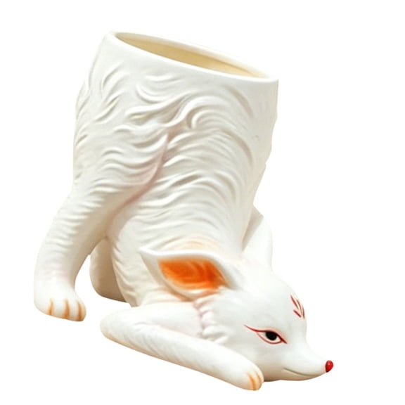 AOOOWER Elegant Foxes Shape Resin Planter Artistic Garden Container Lovely Animal Statue For Planting And Home Ornament