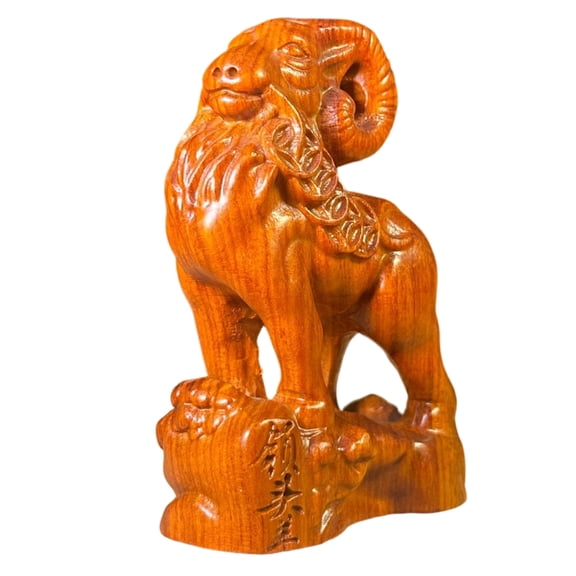 AOOOWER Elegant Goat Wooden Figurine Smooth Finishes Traditional Craftsmanship Decorative