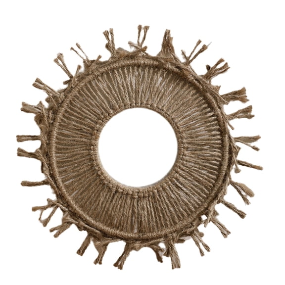 AOOOWER Elegant Round Mirror Handwoven Cotton Rope Fringed Tassels Wall Hanging Mirror