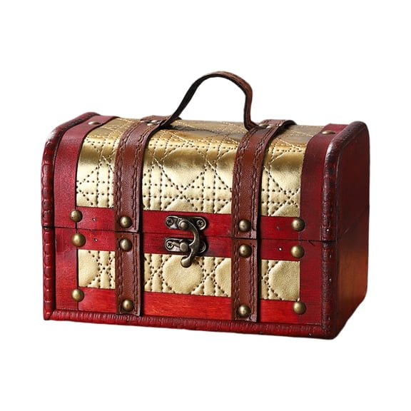 AOOOWER Elegant Sturdy Wood Travel Trunk European DesignS Storage Case Home Decoration for Clothes and Accessories Storage