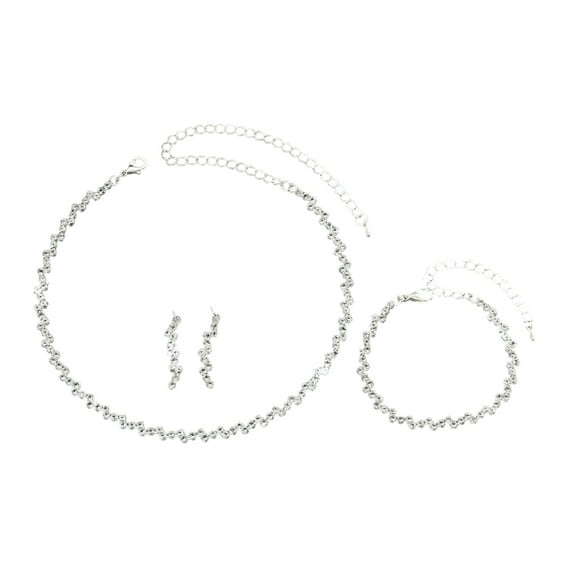 AOOOWER Elegant Wedding Accessory Set Sophisticated Wedding Rhinestones Jewelry Set Necklace Earrings for Bridesmaids