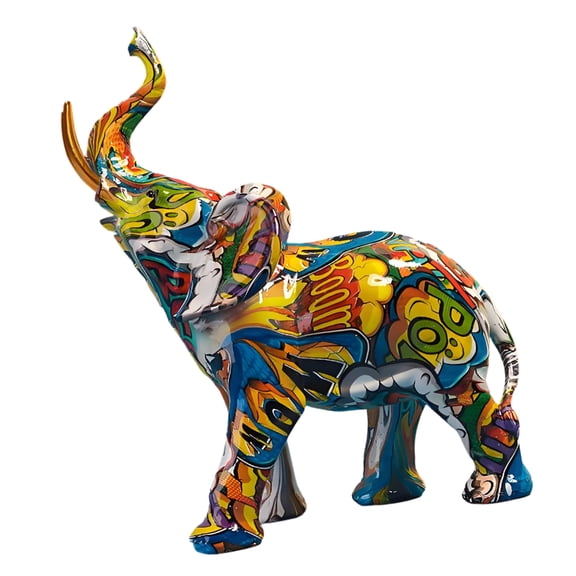 AOOOWER Elephant Decors Colorful Art Elephant Figurines Resin Colorful Elephant Statues