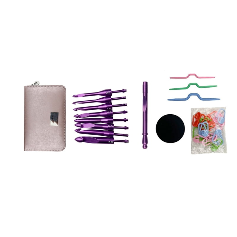 AOOOWER Ergonomic Aluminum Crochet Hook Needle with 8 Interchangeable Tip 3.0mm-7.0mm