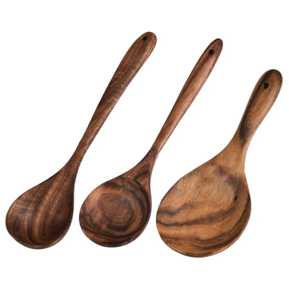 AOOOWER Ergonomic Long Handle Wooden Spoon Rice Paddle Cooking Utensils Heat Resistant