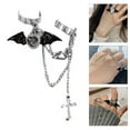 thumbnail image 1 of AOOOWER European and American Metal Bat Wing Ring Devil Crossed Chain Rings, 1 of 9