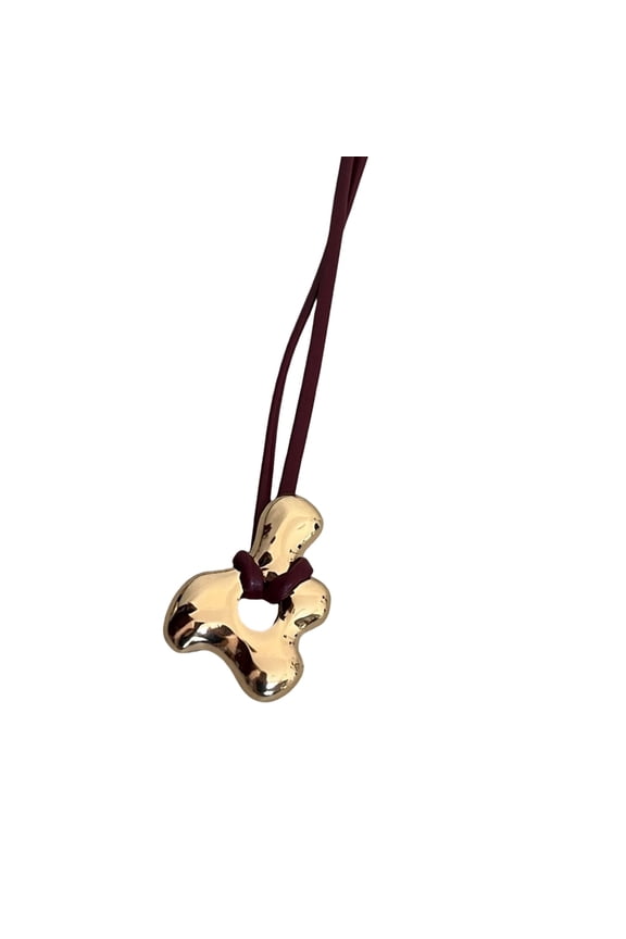 Eye Catching Abstract Hollow Pendant Neckchain Adjustable PU Leather Necklace