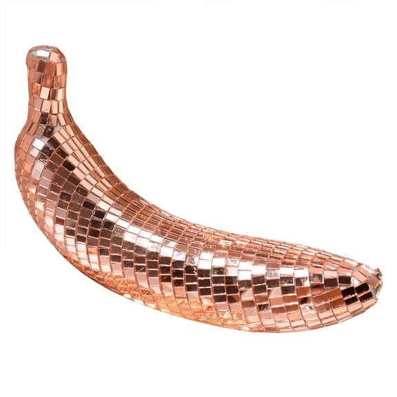 AOOOWER Eye Catching Banana Statue Discos Reflective Mirrored Fruit Shape Figurine for Birthday Wedding and Dance Parties Decors