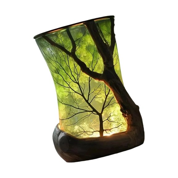 AOOOWER Fairytale Desk Lamp Resin Enchanting Forest Tree Motifs Bedsides Nightlight Gift