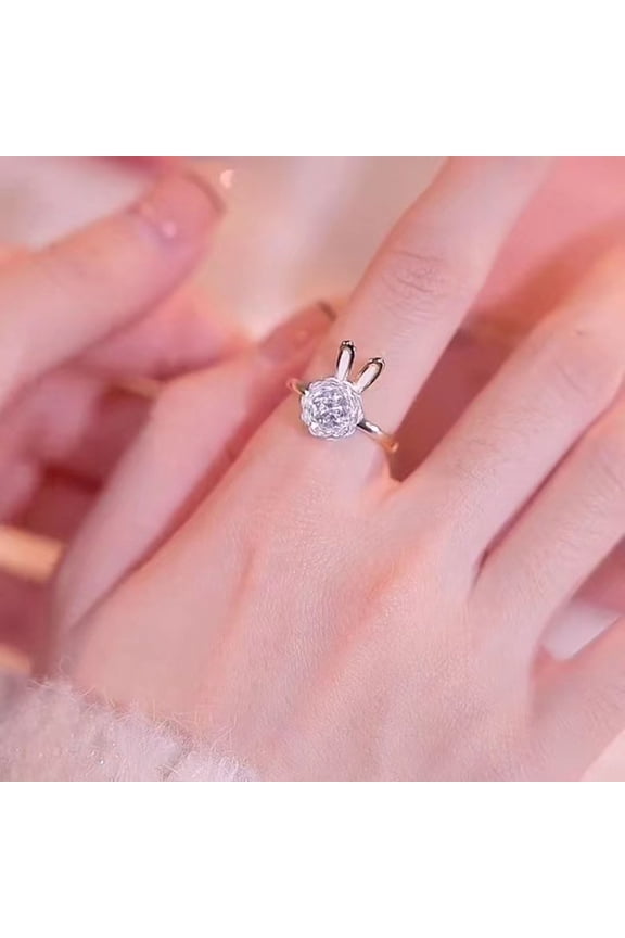 Fashion Rabbit Rotating Ring Female Advanced Rotating Anxiety Decompression Ring