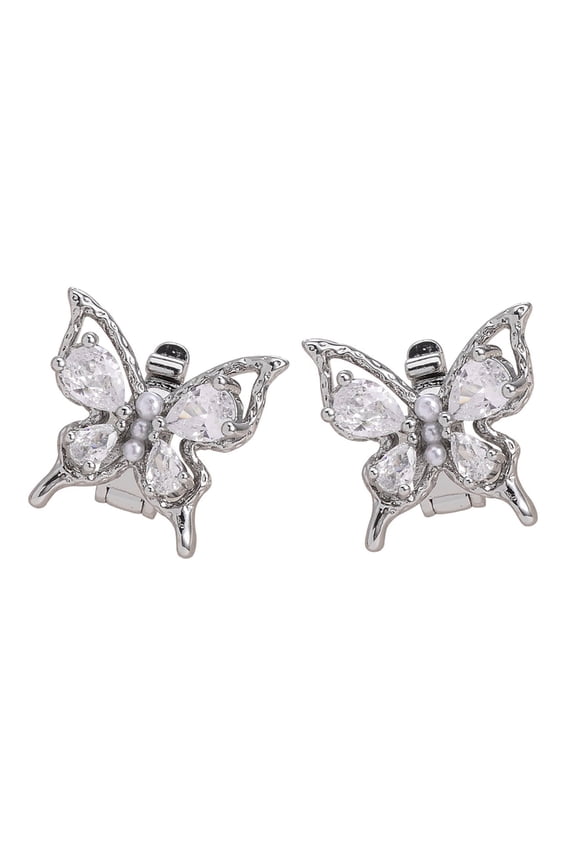 Fashionable Rhinestones Butterfly Ear Clip NonSlip Design Comfortable Fit For Headphones
