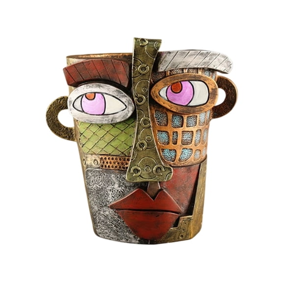 AOOOWER Fashionable Woman Face Resin Container Decorative Sculpture For bushes Or Display
