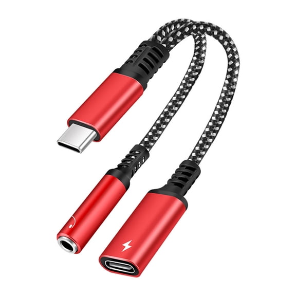 AOOOWER Fast Charging Dongle Cord 2 in 1 USB Type C to 3.5mm Adapter for S20/Note10