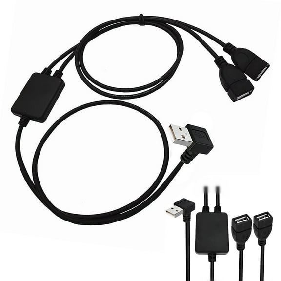 AOOOWER Flexible USB Y-Splitter Cable with Two Female Ports for Increased Compatibility
