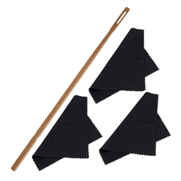 AOOOWER Flute Cleaning Rod with Black Cleaning Cloth Sets Flute Piccolo Cleaning Swabs