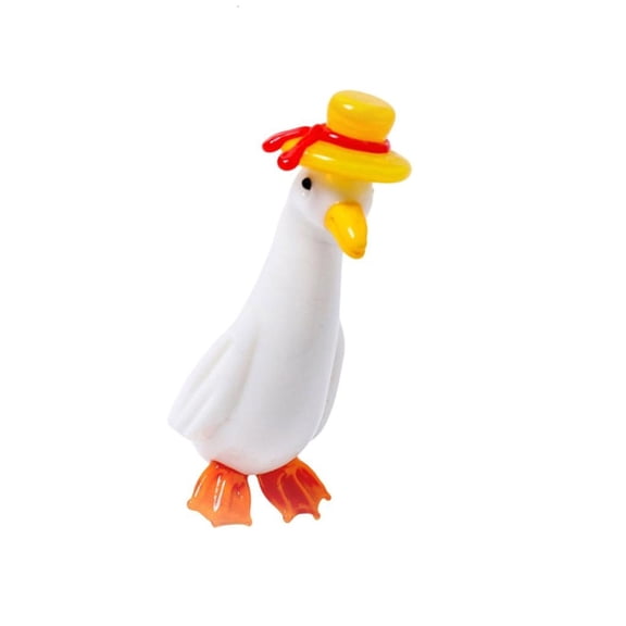 AOOOWER Funny Glass Duck Figurine Cartoon Animal Miniature Statue for Enhancing Home and Garden Aesthetic Landscape Decoration