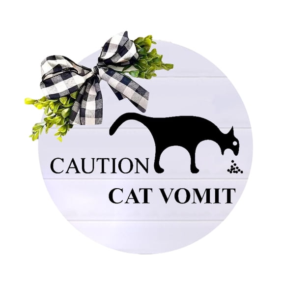 AOOOWER Funny Wood Cats Vomit Alert Sign for Pet Owners and Veterinary Clinics