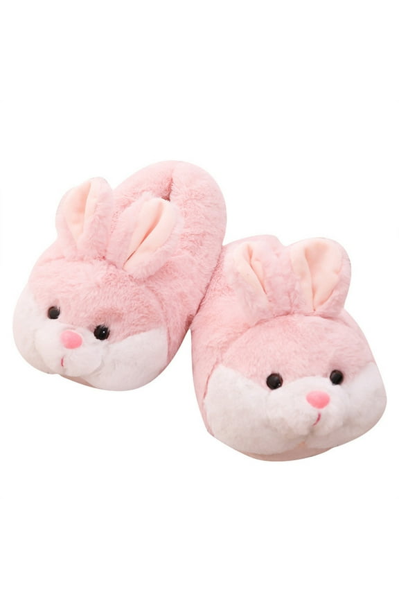 Fuzzy Rabbit Plush Slippers- Animal Slippers Novelty Bunny Slippers for Ladies