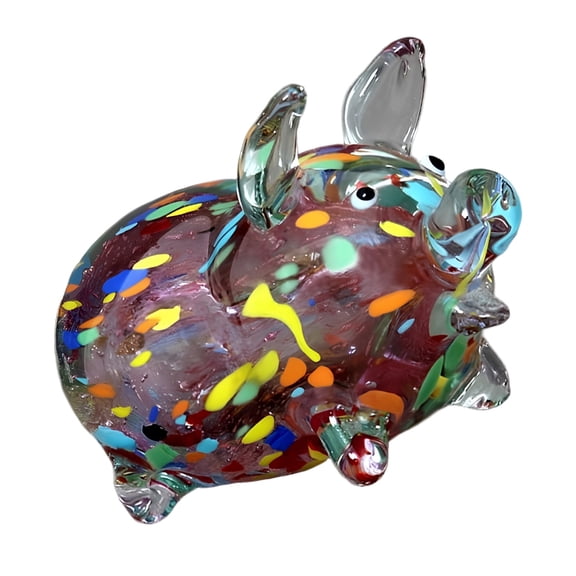 AOOOWER Glass Pig Ornament Good Luck Symbol Miniature Animal Figurine Gift for New Year Celebration or Housewarmings Birthday
