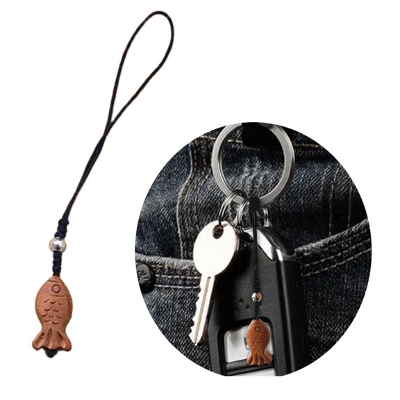 AOOOWER Handcrafted Charm Pendant Keyring for USB Unique Ligneous Fish Keychain Fish Shaped Carving Key Rings Trendy Decoration