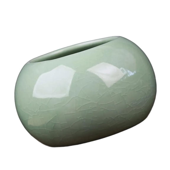 AOOOWER Handcrafted Crackle luminousness Ceramic Vase Planter Container Flowerpot For Coin Grass Pothos And Indoor Decoration