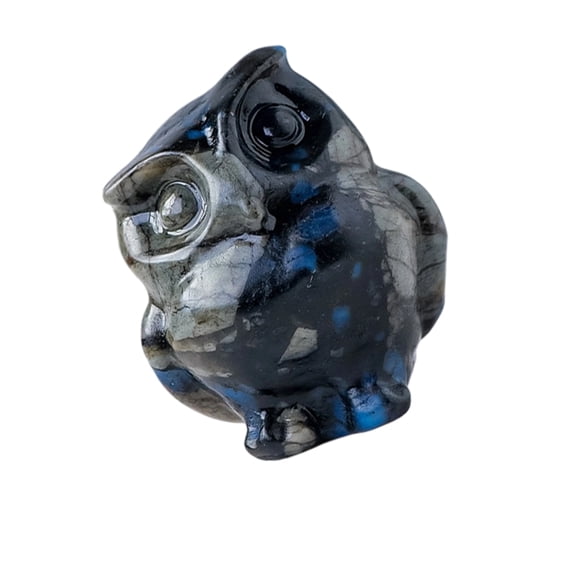 AOOOWER Handcrafted Owl Figurines Flame Stone Owl Statue Natural Crystal Animal Sculptures Home Decors Collectors Gift