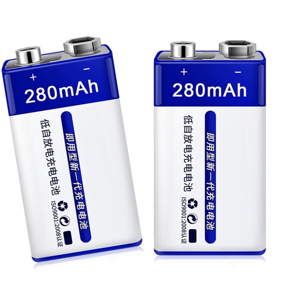 AOOOWER High Capacity 9V 280mAh Rechargeable Metal Hydride Battery Storage Case Power