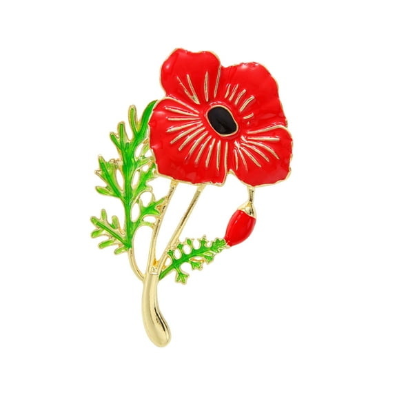 AOOOWER High Quality Enamel Poppies Brooch Flower Badge Accessory For Special Occasions