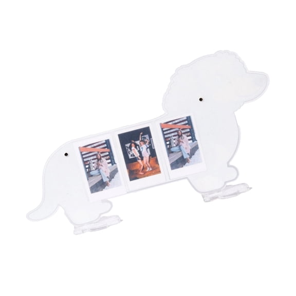AOOOWER High Transparency Acrylic Picture Frame With Cartoon Dog Design Triple 3Inch Photo Holder Easy Desktop Decoration