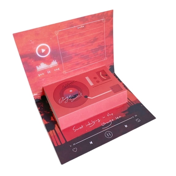 AOOOWER Holiday Card 3D Popup Audios Recorder Shaped Greeting Card Handmade Phonograph Blessing Card for Teachers' Day