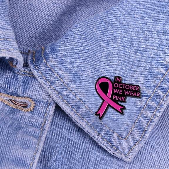 AOOOWER Hope Ribbon Brooch Pink Cancer Awareness Buttons Badge Enamel Lapel Pins