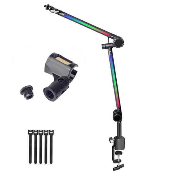 AOOOWER Innovative LED Mic Boom Stand For Streamers And Content Creators 3/8in 5/8in