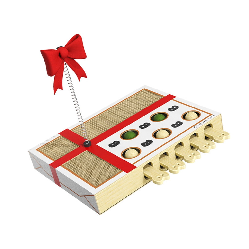 AOOOWER Interactive Cats Scratching Box Durable Design With Scratcher Toy with Ribbon