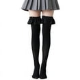 thumbnail image 1 of AOOOWER Japanese Lolita Thigh High Socks Ruffles Lace Elastic Long Stockings, 1 of 16