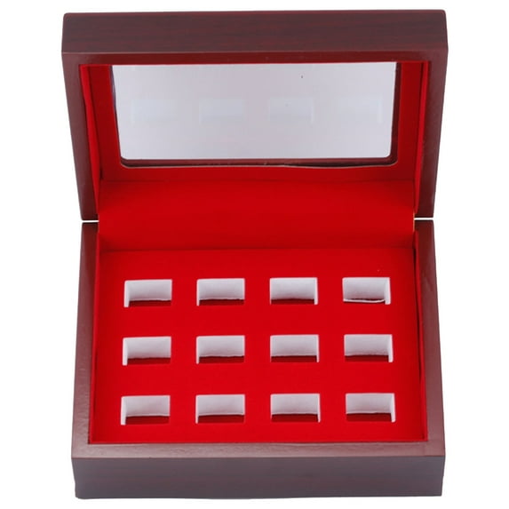 AOOOWER Jewelry Holder Soft Lined Storage Box Elegant Wood Display Case for Showcasing Multiple Championship Sports Rings