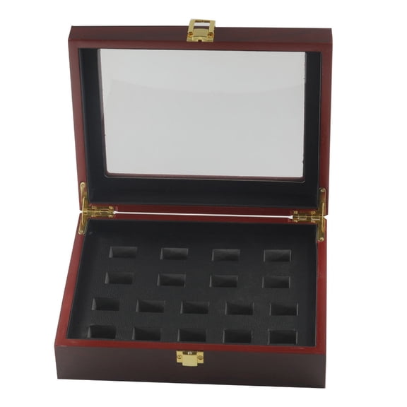 AOOOWER Jewelry Holder Soft Lined Storage Box Elegant Wood Display Case for Showcasing Multiple Championship Sports Rings