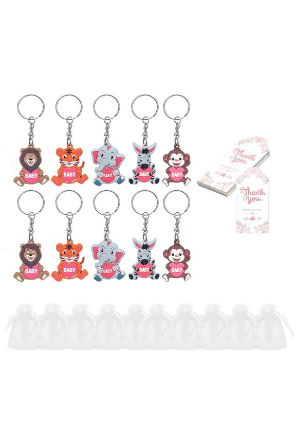 Jungle Keychains with Thank Card for Baptisms Favors,Bridals Shower Favors