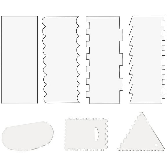 AOOOWER Large Clear Acrylic Cake Scraper Smoother and Stripes Edge Side Cake Scraper Frosting Combs for Cream Cakes Smooth
