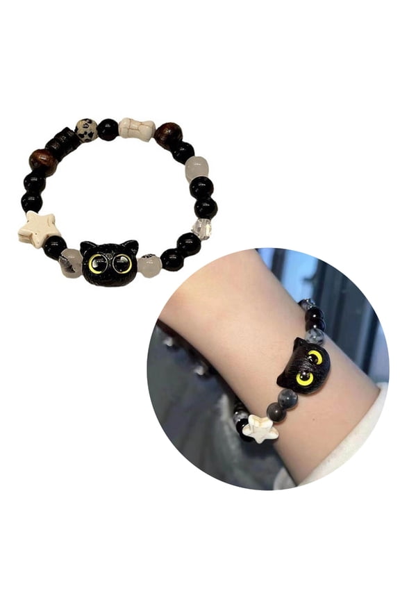Lucky Cat Bracelet Adjustable Wrist Chain Elastic String Hand Jewelry for Friendship Handmade Relationship Jewelry Piece