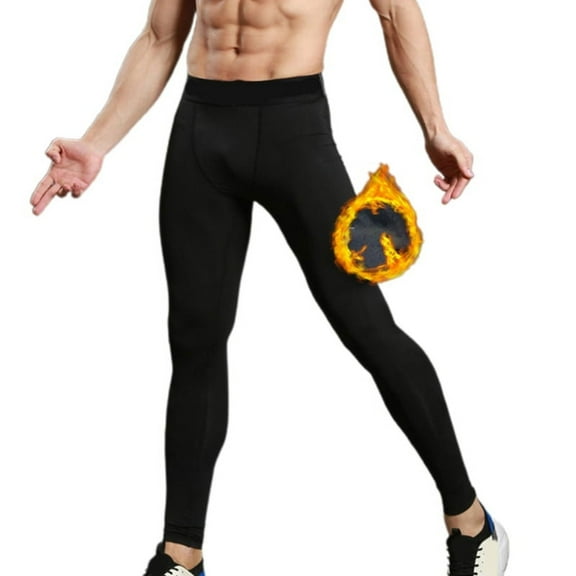 AOOOWER Men's Fleece Lined Cycling Tights Thermal Hiking Running Pants Winter Basketball Pants Stretchy Athletic Sport Tights