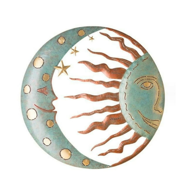 AOOOWER Metal Sun and Moon Decor Stylish Home Garden Sculpture Wall