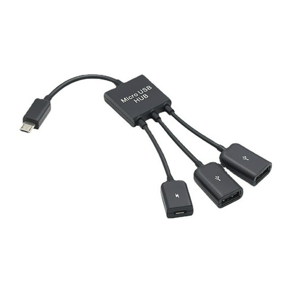 AOOOWER Micro USB To 2 OTG 3 Port HUB Host Cord Splitter 3 In 1 Type-C Adapter Converter