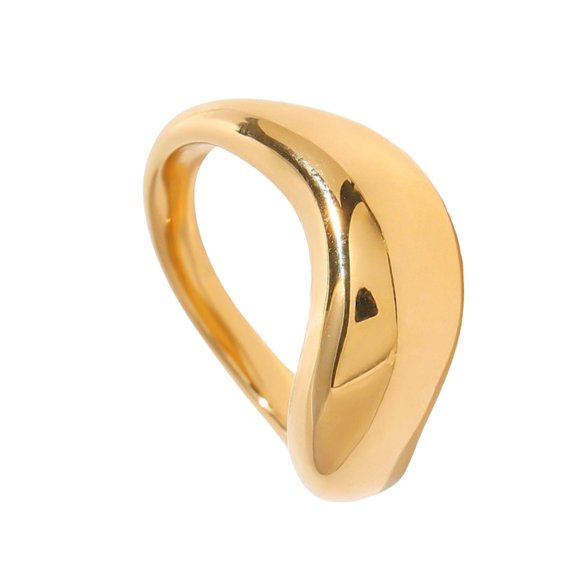 AOOOWER Modern Waved Shape Stainless Steel Rings Unique Rings Ornament For Everyday Wear