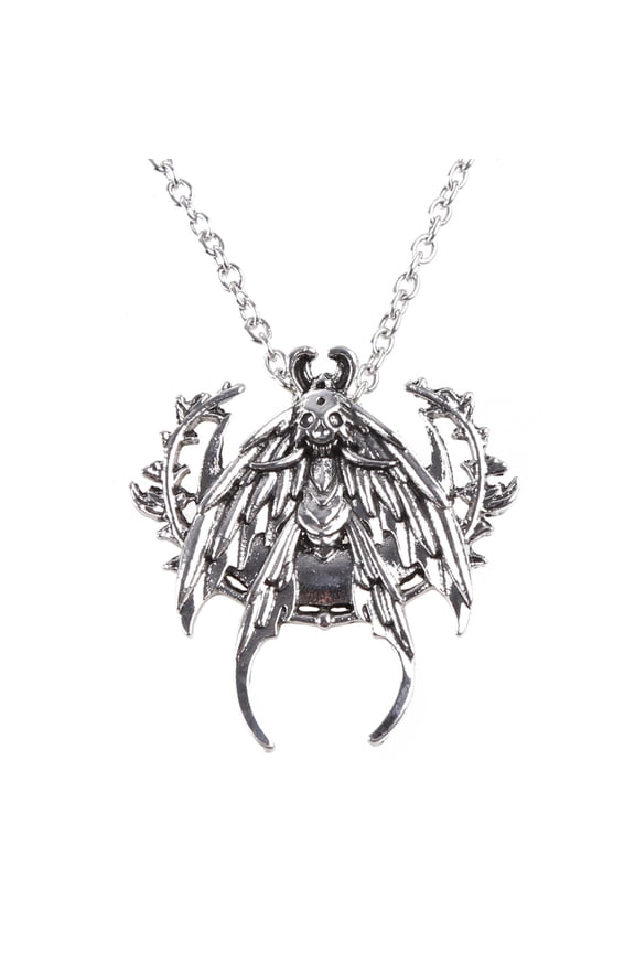 Moon Moth Necklace Gothic Crescent Moon Necklace Moth Pendant Necklace Goth Jewelry Gift for Women Insect Jewelry