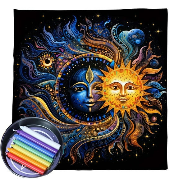 AOOOWER Moon & Sun Astrologys Tarots Tablecloth Altars Cloth Divinations Tablecloth